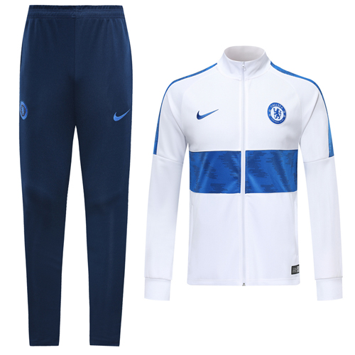 19-20 Chelsea White Blue Training Kits (Jacket+Pants)